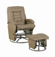 Load image into Gallery viewer, Casual Bone Faux Leather Vinyl Reclining Glider With Matching Ottoman
