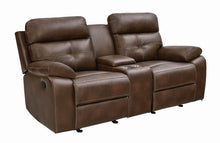 Load image into Gallery viewer, Damiano Brown Faux Leather Reclining Loveseat