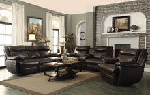 Load image into Gallery viewer, MacPherson Brown Leather Reclining Loveseat