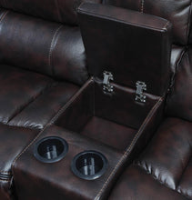 Load image into Gallery viewer, Willemse Chocolate Reclining Loveseat With Storage Console