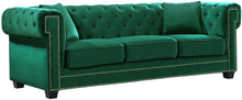 Load image into Gallery viewer, Bowery Green Velvet Sofa