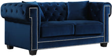 Load image into Gallery viewer, Bowery Navy Velvet Loveseat