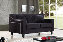 Load image into Gallery viewer, Harley Black Velvet Loveseat