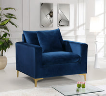 Load image into Gallery viewer, Naomi Navy Velvet Chair