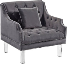 Load image into Gallery viewer, Roxy Grey Velvet Chair