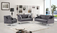 Load image into Gallery viewer, Roxy Grey Velvet Chair