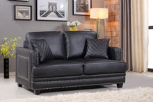 Load image into Gallery viewer, Ferrara Black Leather Loveseat