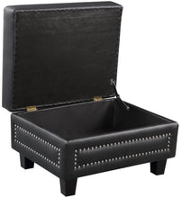 Load image into Gallery viewer, Ferrara Black Leather Storage Ottoman