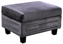 Load image into Gallery viewer, Ferrara Grey Velvet Storage Ottoman