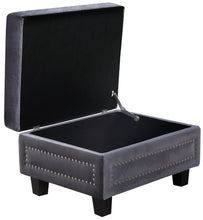 Load image into Gallery viewer, Ferrara Grey Velvet Storage Ottoman