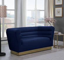 Load image into Gallery viewer, Bellini Navy Velvet Loveseat