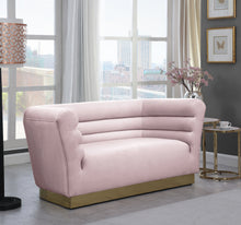 Load image into Gallery viewer, Bellini Pink Velvet Loveseat