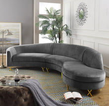Load image into Gallery viewer, Serpentine Black Velvet 3pc. Sectional
