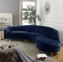 Load image into Gallery viewer, Serpentine Black Velvet 3pc. Sectional