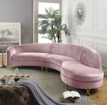 Load image into Gallery viewer, Serpentine Black Velvet 3pc. Sectional