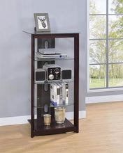 Load image into Gallery viewer, Dark Brown Media Tower With Glass Shelves