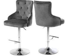 Load image into Gallery viewer, Claude Grey Velvet Adjustable Stool
