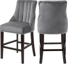 Load image into Gallery viewer, Oxford Grey Velvet Stool