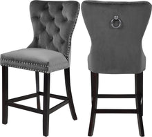 Load image into Gallery viewer, Nikki Grey Velvet Stool