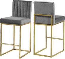 Load image into Gallery viewer, Giselle Grey Velvet Stool