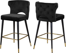 Load image into Gallery viewer, Kelly Black Velvet Stool