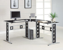 Load image into Gallery viewer, Casual Black and Silver Computer Desk