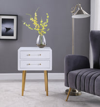 Load image into Gallery viewer, Zane White Laquer with Gold Side Table