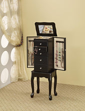 Load image into Gallery viewer, Traditional Queen Anne Black Jewelry Armoire