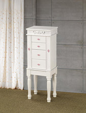 Load image into Gallery viewer, Traditional White Jewelry Armoire with Pink Interior