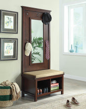 Load image into Gallery viewer, Transitional Raw Umber Hall Tree with Mirror