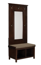 Load image into Gallery viewer, Transitional Raw Umber Hall Tree with Mirror