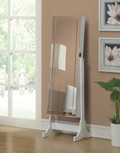 Load image into Gallery viewer, Transitional White Cheval Mirror and Jewelry Armoire