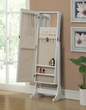 Load image into Gallery viewer, Transitional White Cheval Mirror and Jewelry Armoire