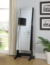 Load image into Gallery viewer, Transitional Black Cheval Mirror and Jewelry Armoire