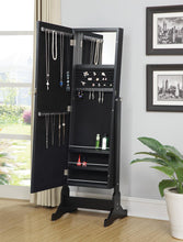 Load image into Gallery viewer, Transitional Black Cheval Mirror and Jewelry Armoire