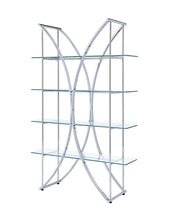 Load image into Gallery viewer, Contemporary Chrome and Glass Bookcase