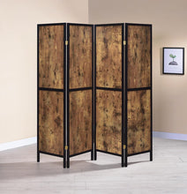 Load image into Gallery viewer, Industrial Antique Nutmeg Four-Panel Screen