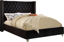 Load image into Gallery viewer, Aiden Black Velvet Queen Bed