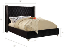 Load image into Gallery viewer, Aiden Black Velvet Queen Bed