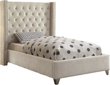 Load image into Gallery viewer, Aiden Black Velvet Twin Bed