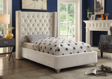 Load image into Gallery viewer, Aiden Cream Velvet Twin Bed