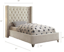 Load image into Gallery viewer, Aiden Cream Velvet Twin Bed