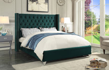 Load image into Gallery viewer, Aiden Green Velvet King Bed