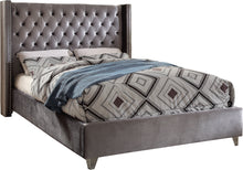Load image into Gallery viewer, Aiden Grey Velvet King Bed