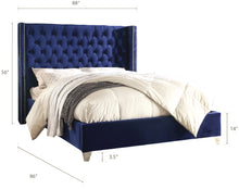 Load image into Gallery viewer, Aiden Navy Velvet King Bed