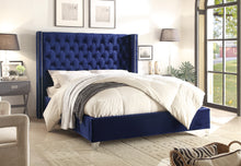 Load image into Gallery viewer, Aiden Black Velvet Queen Bed