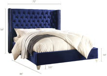 Load image into Gallery viewer, Aiden Black Velvet Queen Bed