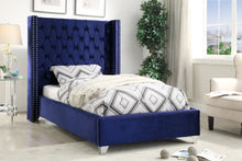 Load image into Gallery viewer, Aiden Black Velvet Twin Bed