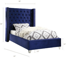 Load image into Gallery viewer, Aiden Black Velvet Twin Bed