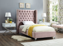 Load image into Gallery viewer, Aiden Pink Velvet Twin Bed